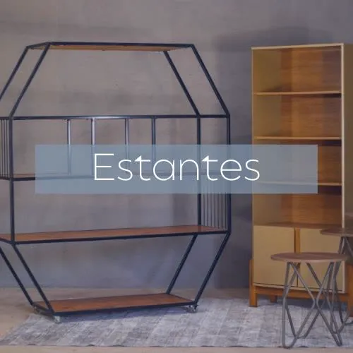 Estante hexagonal de metal e estante de madeira para decoração